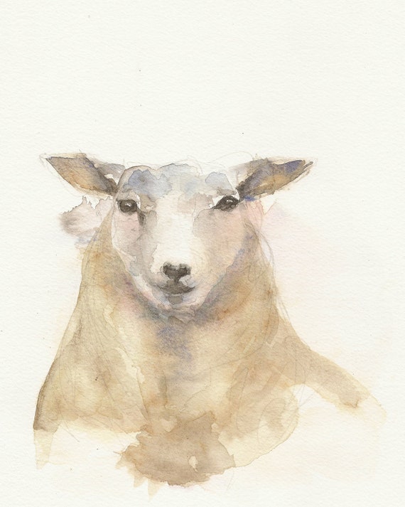 Sheep Art Watercolor painting Sheep Animal art Original