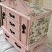 Vintage Pink Toile Decoupage Distressed Musical Jewelry Box Chest