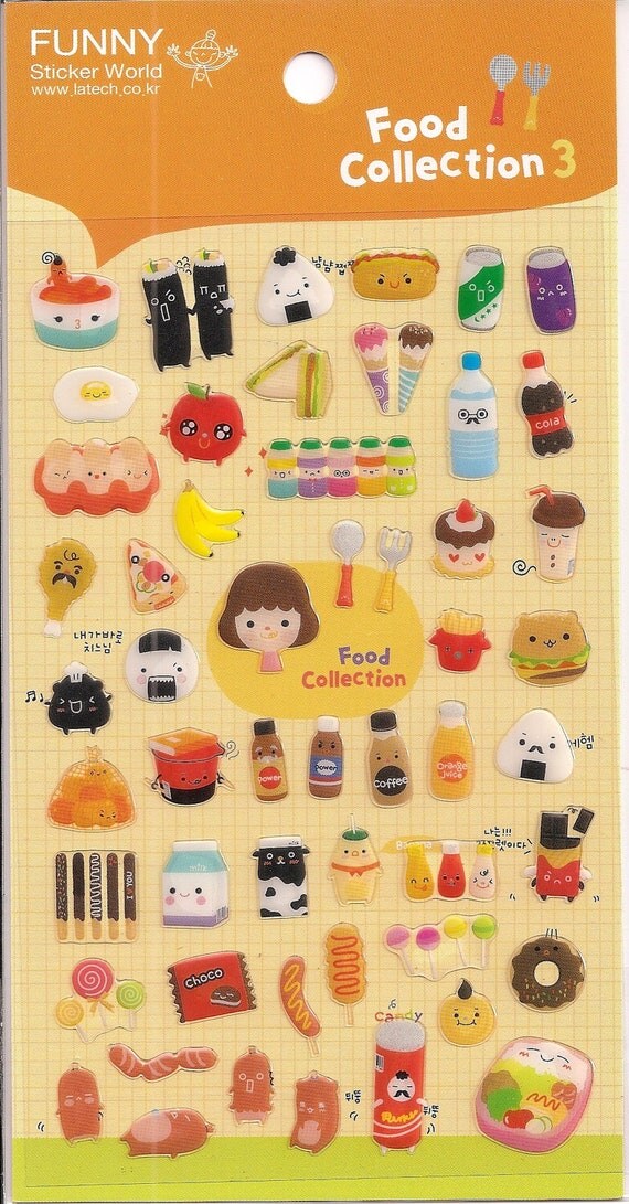 Kawaii Korean Super Cute Food Collection Epoxy Stickers