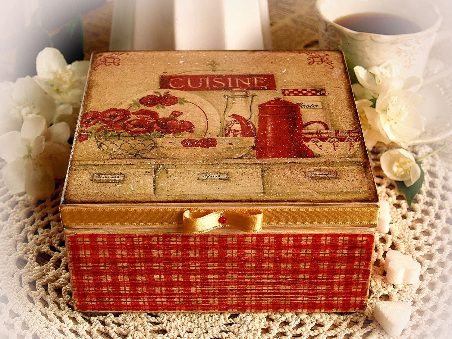 kitchen box set Box Tea Box Decoupage Box Kitchen Storage Organization