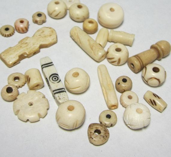 Unique Collection of Natural Color Carved Tribal Bone by LuvaBead
