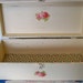 Shabby chic wood box with lid pink yellow with rose fabric organizer caddy storage Anita Spero