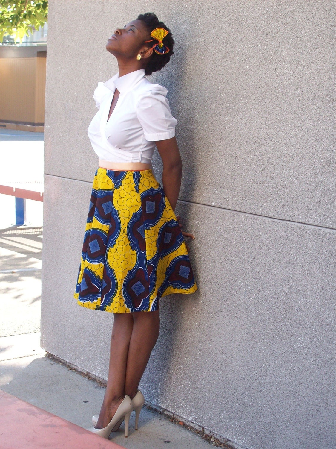 Ankara High Waist Flared Skirt