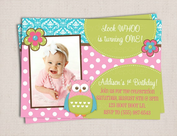 Items similar to Girl's Chic Polka Dots Damask Mod Owl Birthday Party ...