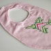 AV-8B Harrier Jet Airplane Applique in Pink and Green Chevron Print on Pink Cotton Bib
