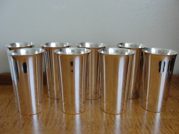 Julep Company  & Sterling Whiting 45 julep Mint vintage Tumblers  cups Silver mint Cups  silver