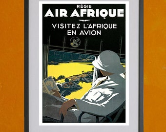 Regie Air Afrique Airline Poster, 1936 - 8.5x11 Poster Print - also available in 13x19 - see listing details