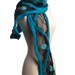 SALE Wool Scarf Nuno Felted with Fishnet in Teals and Black
