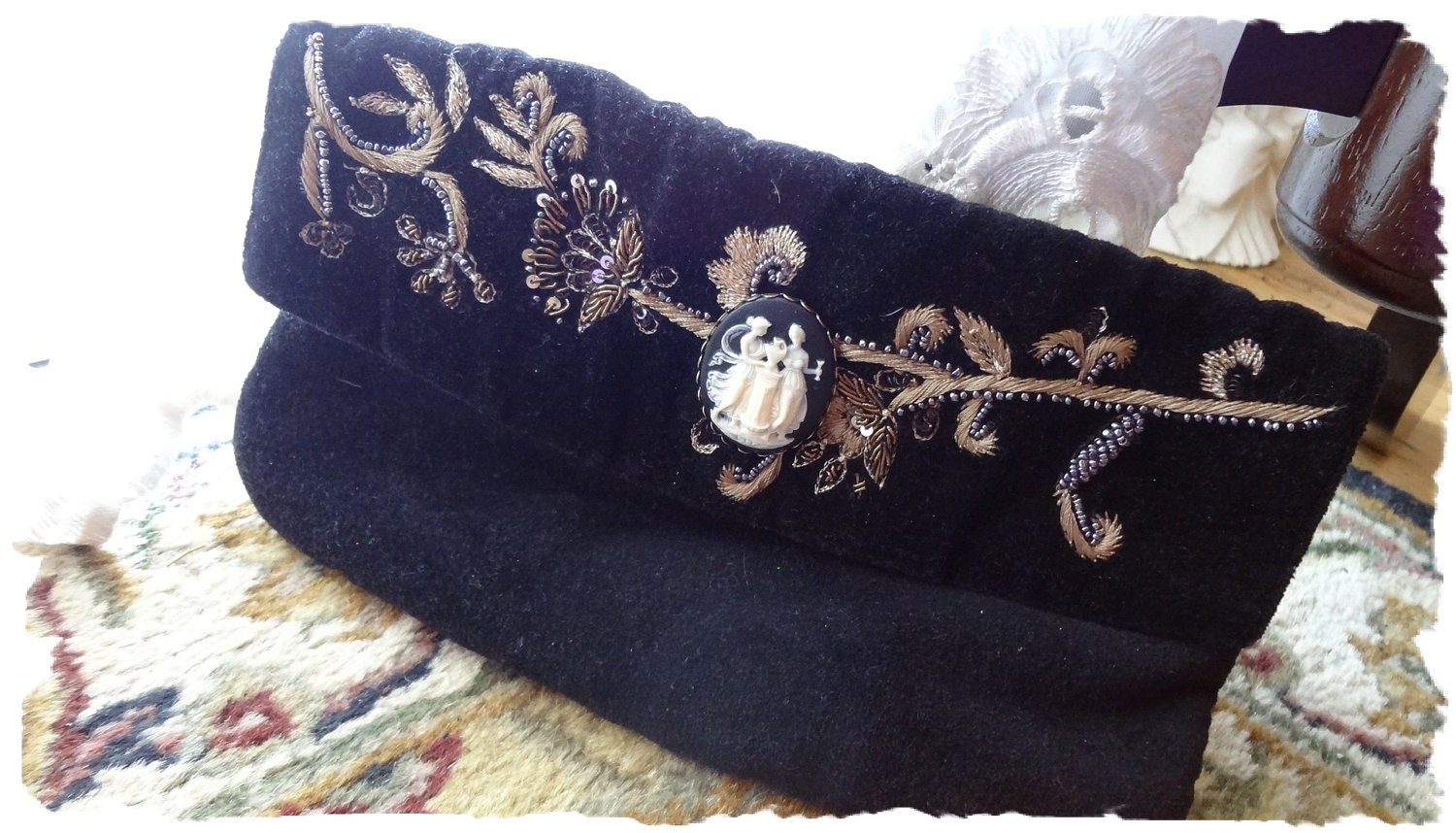 Black Velvet Clutch Gothic Gypsy Chic Bohemian Victorian