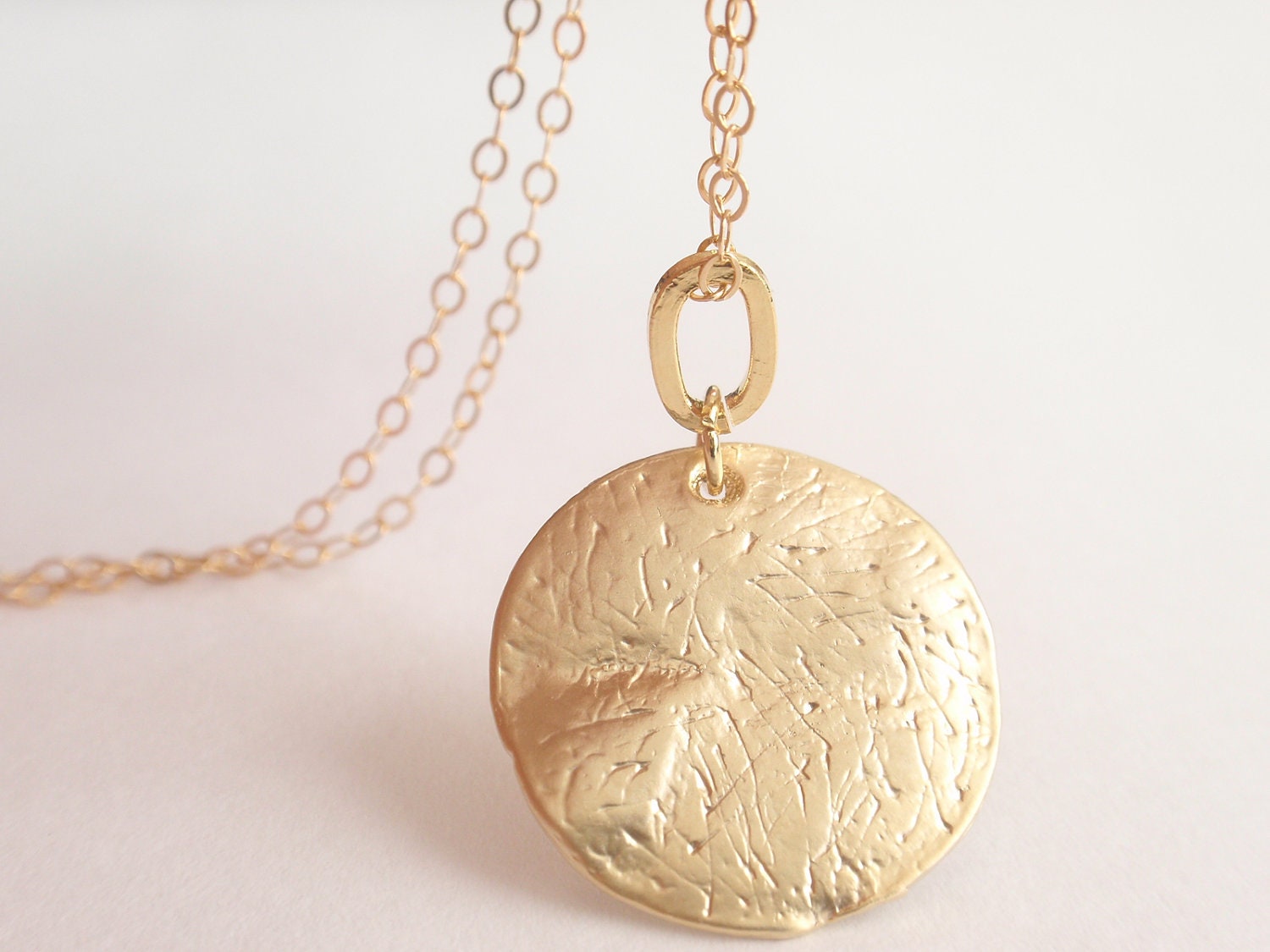 Golden Disc Necklace With 14K Gold filled chainsimple by Hepzzi