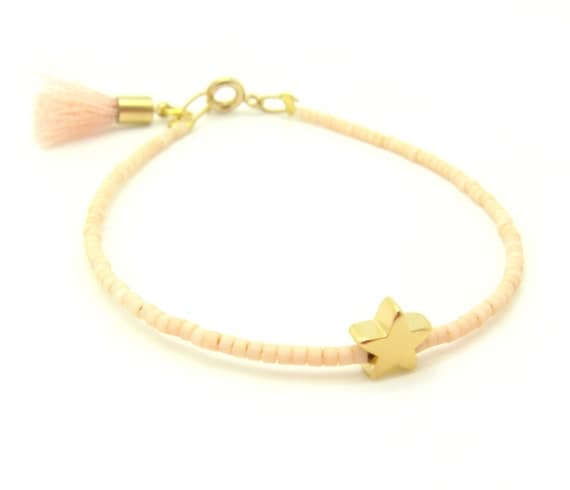 Star Beaded Bracelet Nude Bracelet Tassel Bracelet Gold