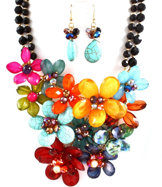 Multi Color Flower Necklace