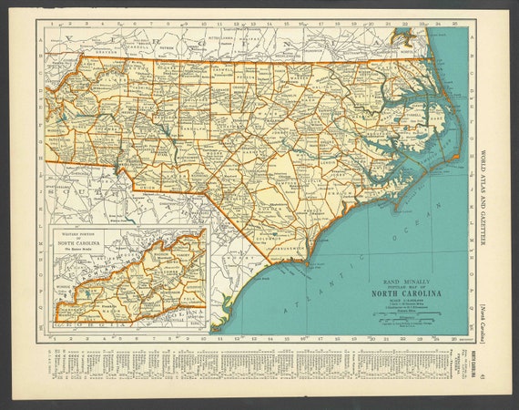 Vintage Map North Carolina From 1937 Original