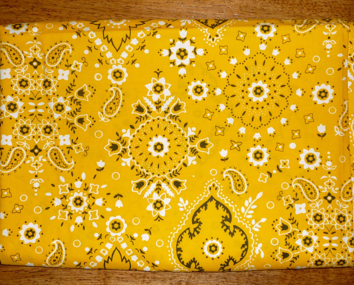 YELLOW Bandana Print Cotton Fabric piece 1 yard Stash