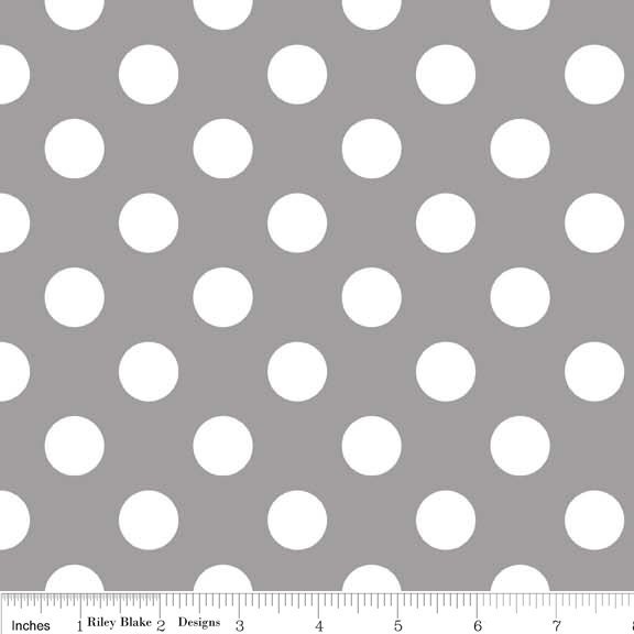 1 yard Riley Blake MEDIUM Dots Grey / White Polka Dots 1