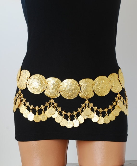 Metal Belt With Coin Gold Plated Belly Dance Belt By Oldhand