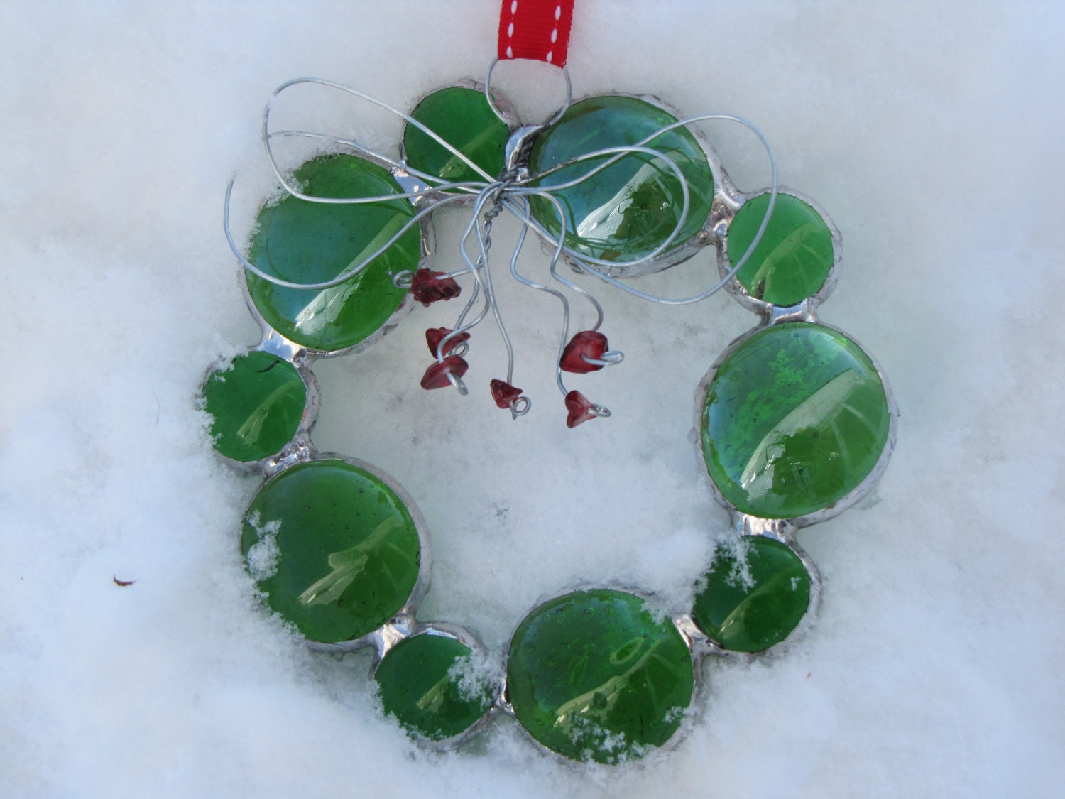 Stained Glass Wreath made from recycled glass