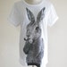 Bunny Rabbit Smart Cigar Animal Style Unisex T-shirt White T-Shirt Screen Print Size S