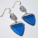 Glorious Teal Glass Triangle Earrings with Grey Luster Glass Donut