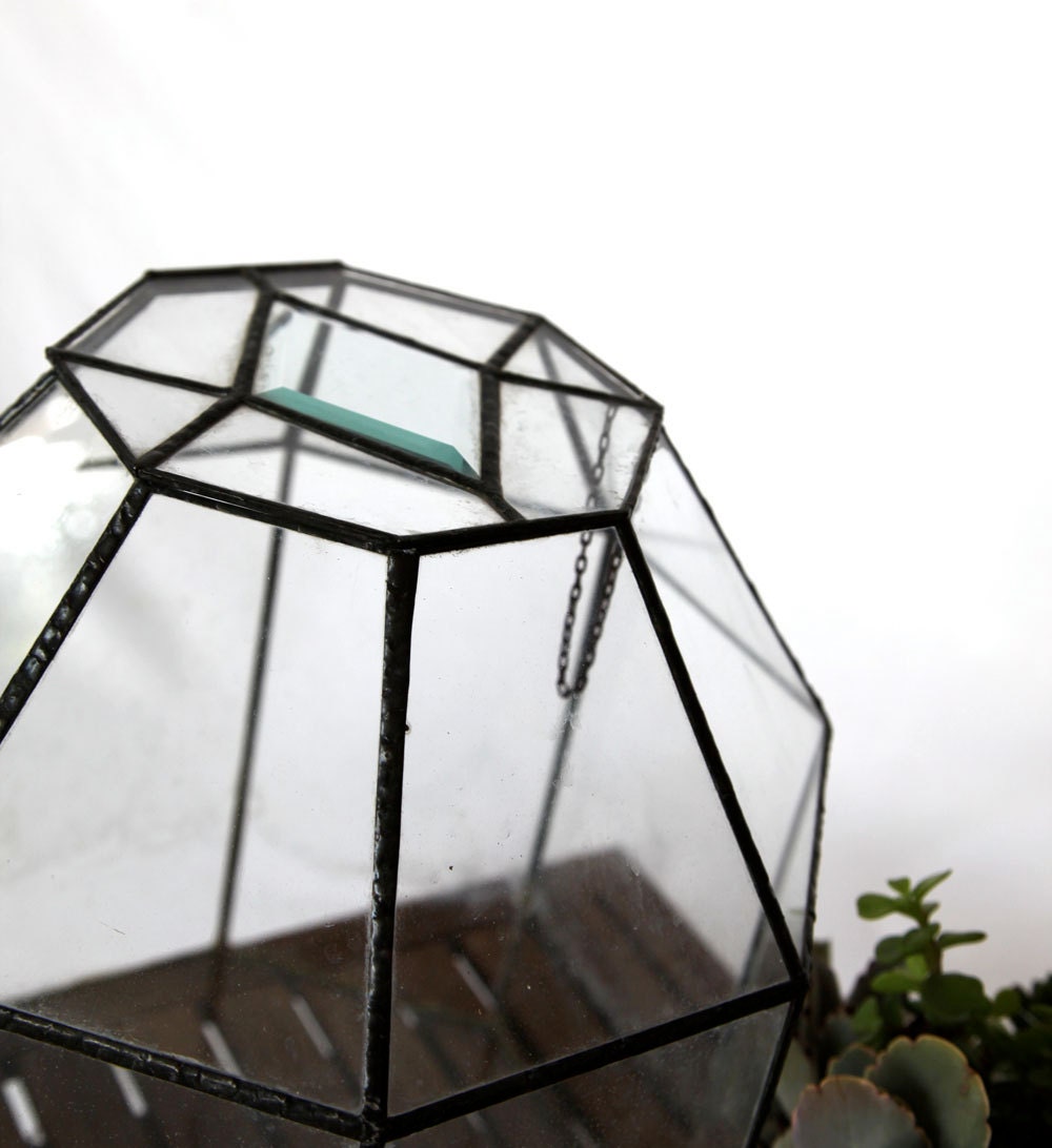Vintage Glass Terrarium Large 15 Octagon