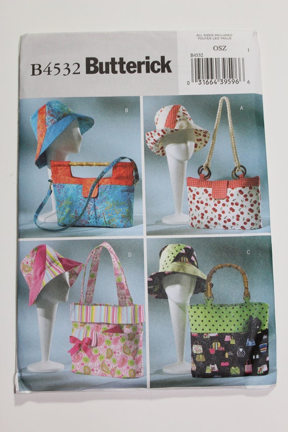 Butterick Tote bag Pattern purse handbag summer hats new uncut