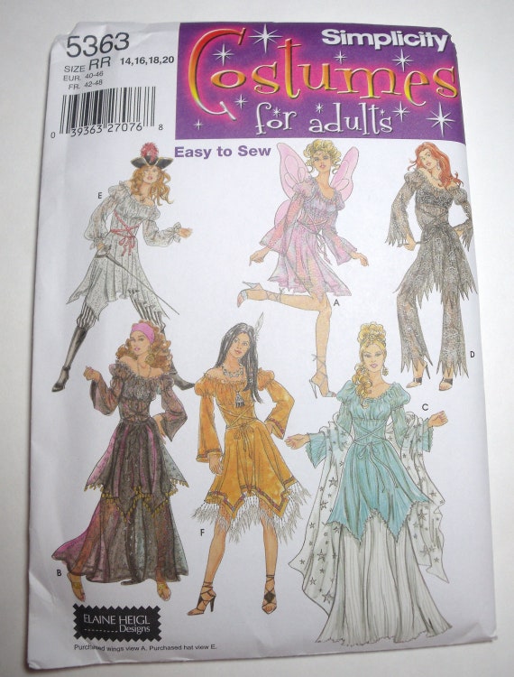 New Simplicity Pattern Halloween Costume Womens size 14 16 18