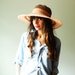 summer straw hat. large brim derby hat. hand crochet bamboo silk and organic hemp. peach rose and earth. large wire brim.