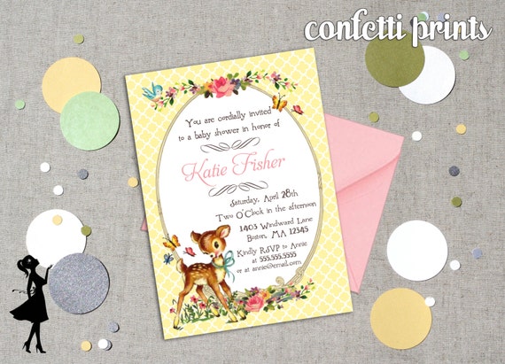 Vintage Baby Shower Invitation - FANCY FAWN Printable Il_570xn
