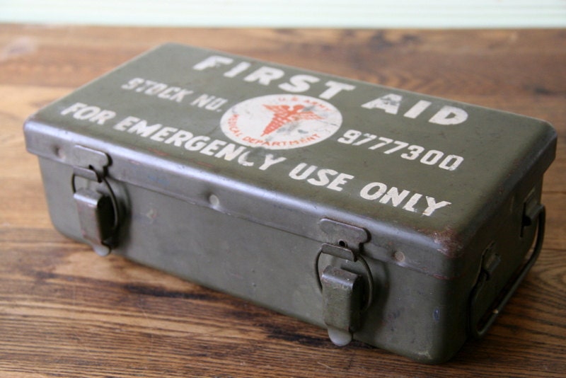 WWII Army First Aid Kit for Army Jeep Authentic 1944 Green