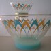 Atomic Chip and Dip Set 1960s Blendo Anchor Hocking Turquoise Gold Happy Hour