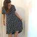 Reserved for kinirokitsune Hi Lo Vintage daisy dress : navy, floral, asymmetric, button shirt dress, plus size, L XL UK 18 20
