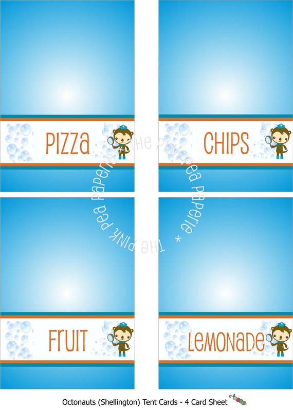 Printable OCTONAUTS Customized and Blank Birthday Party Tent Cards/Food Labels - 12 Card Set Il_570xn