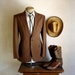 1970s LEVI'S Western Suit Jacket Mens Vintage Brown Cowboy Style Sport Coat by Levi's Western Wear San Francisco, CA - Size 40R (MEDIUM)