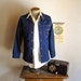 1970s Blue Denim Jacket Mens Vintage MONTGOMERY WARD 5 Button Dark Blue Leisure Suit Type Jacket - Size 36 (SMALL)