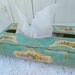 Vintage Tin Kleenex box holder -turquoise made in England tissue holder