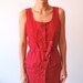Vintage red flax dress long women size small