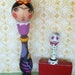 Frida Kahlo wooden doll and Day of the Dead small doll