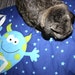 The Bun-velope - soft carrier liner for bunny rabbits quilted happy alien fabric