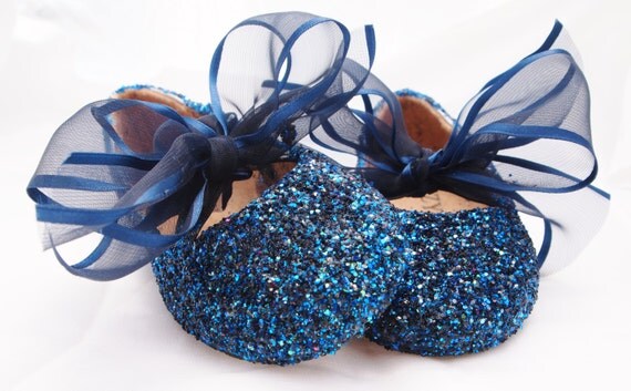 navy glitter ballet flats
