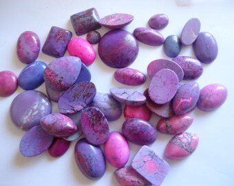 Pink and purple flat back cabachons