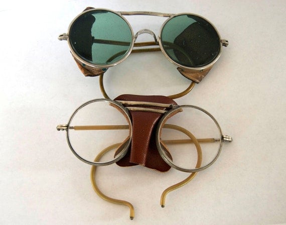 Vintage Willson Safety Goggles Leather Biker Glasses Or