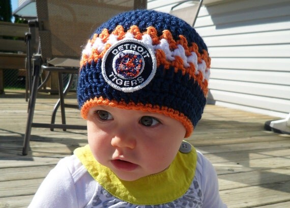 Items similar to Handmade Detroit Tigers Crochet Baby/ Toddler Hat with ...