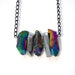 Rainbow and Silver Quartz Chakra Opening Long Necklace - Raw Titanium Aura Quartz Crystal Necklace for Opening and Energizing Your Chakras