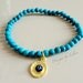 Turquoise Beaded Gold Plated Evil Eye Charm Bracelet
