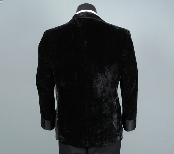 Vintage Mens Smoking Jacket 1930s 1940s Black Crushed Silk