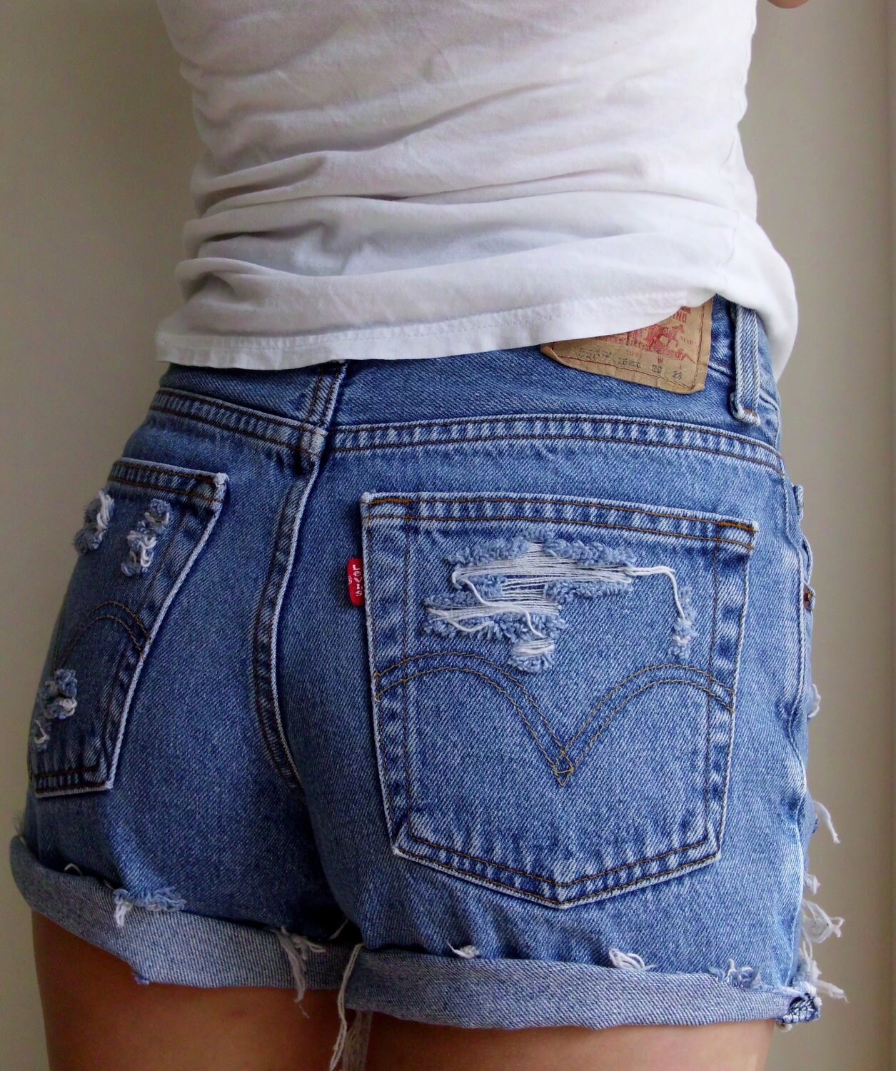 White high waisted shorts levis