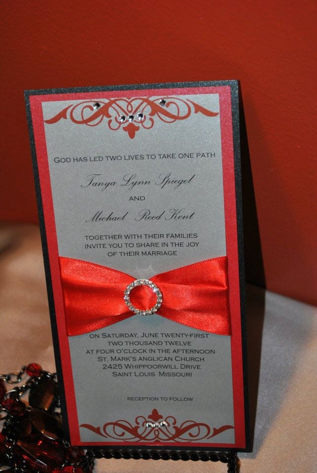 Red White And Silver Wedding Invitations 3