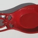 Cherry Red Cast Iron Spoon Rest with Heart Scroll and Padded Base