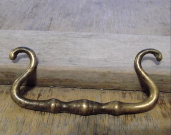 SUMMER SALE Antique brass cabinet or drawer pull handle Hardware Mixed media Supplies