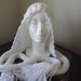 On Sale-Elf Hood with Scarf - White - Hand Knit - Acrylic